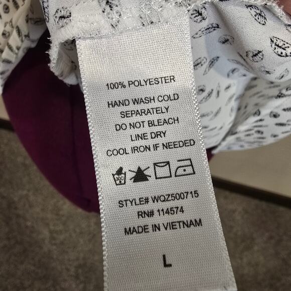 Women's Pleione White w/ Black Leaves Lightweight Blouse | Size Large - Picture 10 of 10